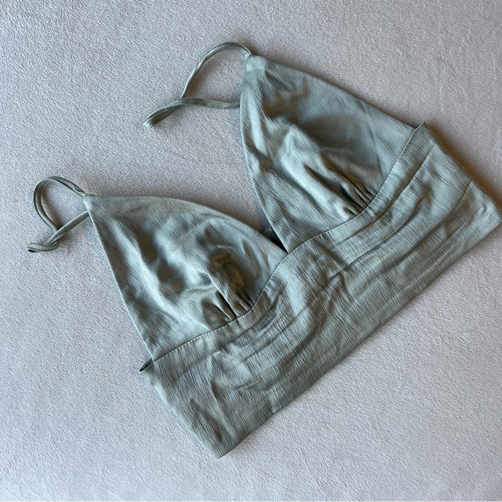 ZARA Satin Bralette Size M Sage Green